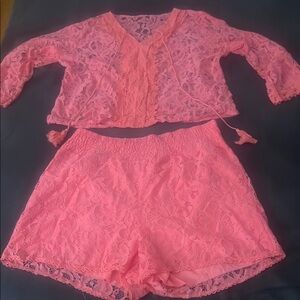 two piece Lace Shorts Set